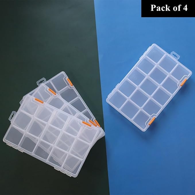 BangQiao 4 Pack 15 Grids Clear Plastic Storage Box - Image 7