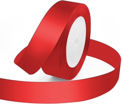 KMER LIFE 1 Inches x 25 Yards Red Satin Ribbon Solid Fabric Ribbons by KMERLIFE