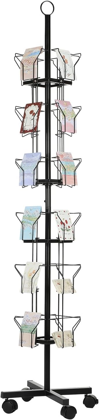 PATIKIL 6 Tier Rotating Greeting Card Rack, Metal Spinning Greeting Card by PATIKIL