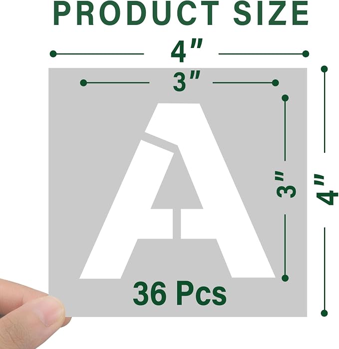 WISYOK 3 Inch 36 Pcs Letter Stencils and Numbers, Reusable Plastic Alphabet Art - Image 2