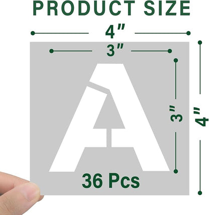 WISYOK 3 Inch 36 Pcs Letter Stencils and Numbers, Reusable Plastic Alphabet Art - Image 2