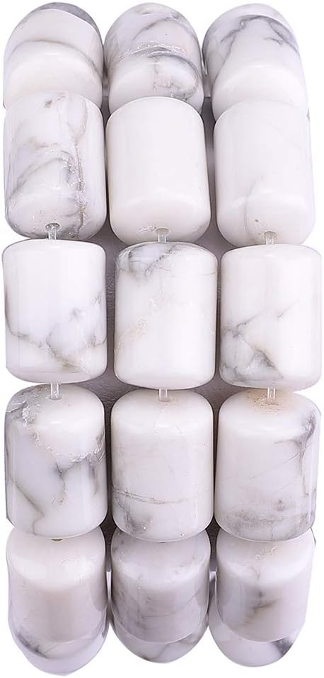 Natural White Howlite Cylinder Stone Loose Semi Gemstone Beads by Beadia