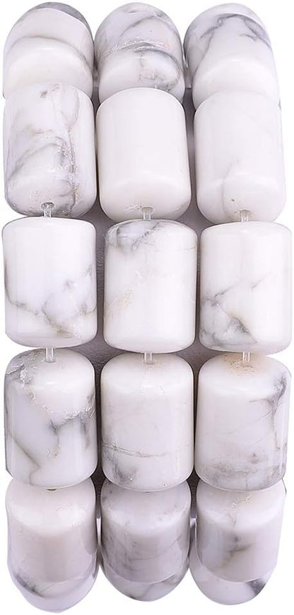 Natural White Howlite Cylinder Stone Loose Semi Gemstone Beads by Beadia