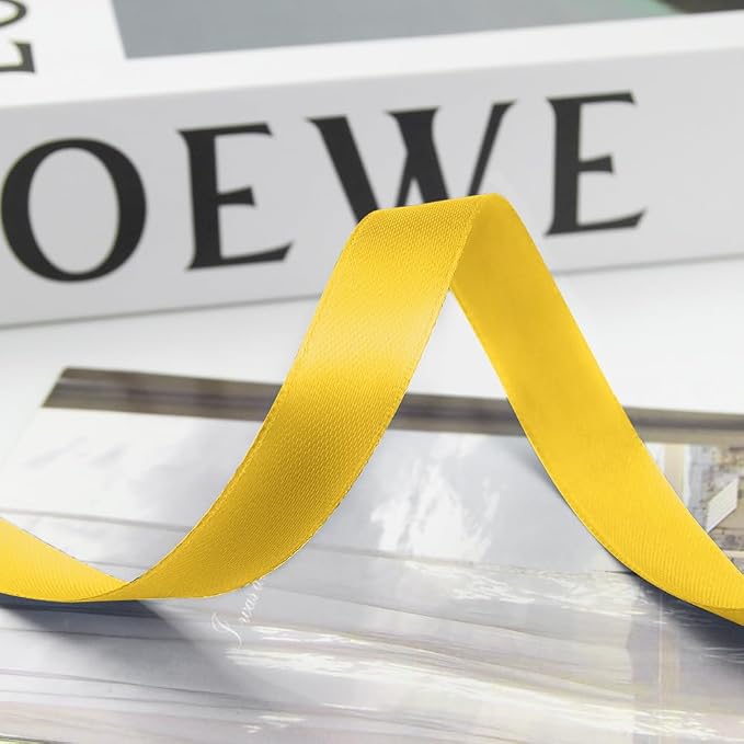 5/8 Inch 100 Yards Satin Ribbon Yellow, Solid Color Fabric Ribbon - Image 8