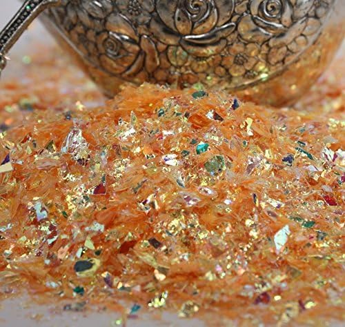 Golden Orange Iridescent Ice Flakes Glitter Flakes - Image 7