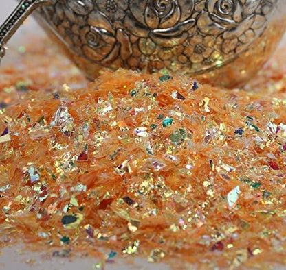 Golden Orange Iridescent Ice Flakes Glitter Flakes - Image 7