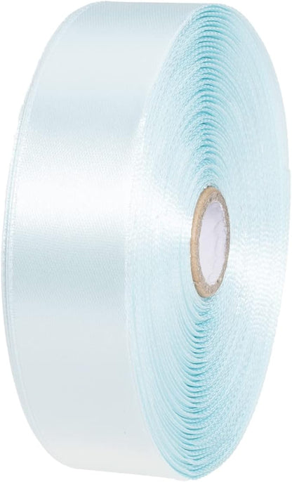 1 Inch Light Blue Solid Satin Ribbon, 50 Yards Craft Fabric Ribbon - Image 7