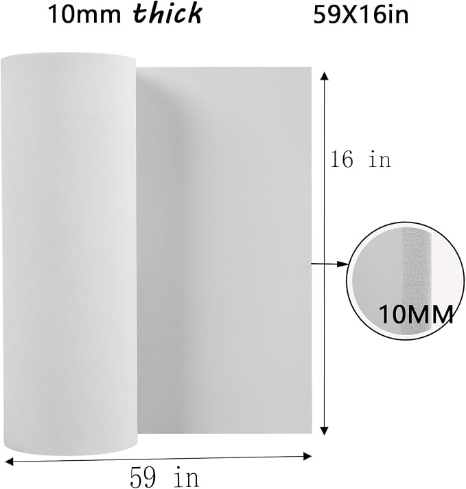 AMZQNART EVA Foam 10mm, Cosplay Foam Roll 16 x 59in White, Suitable - Image 2