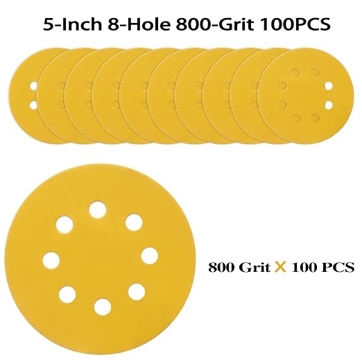 100PCS 5 Inch 8 Hole Sanding Discs 800 Grit - Image 2