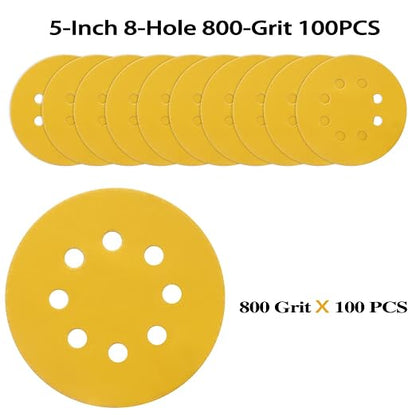 100PCS 5 Inch 8 Hole Sanding Discs 800 Grit - Image 2