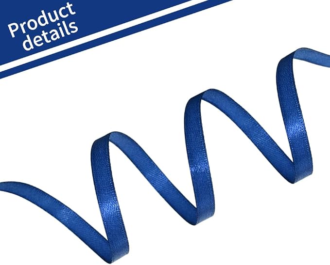 TONIFUL 1/4 Inch x 100yds Navy Blue Satin Ribbon, Thin Solid Color Satin Ribbon - Image 3