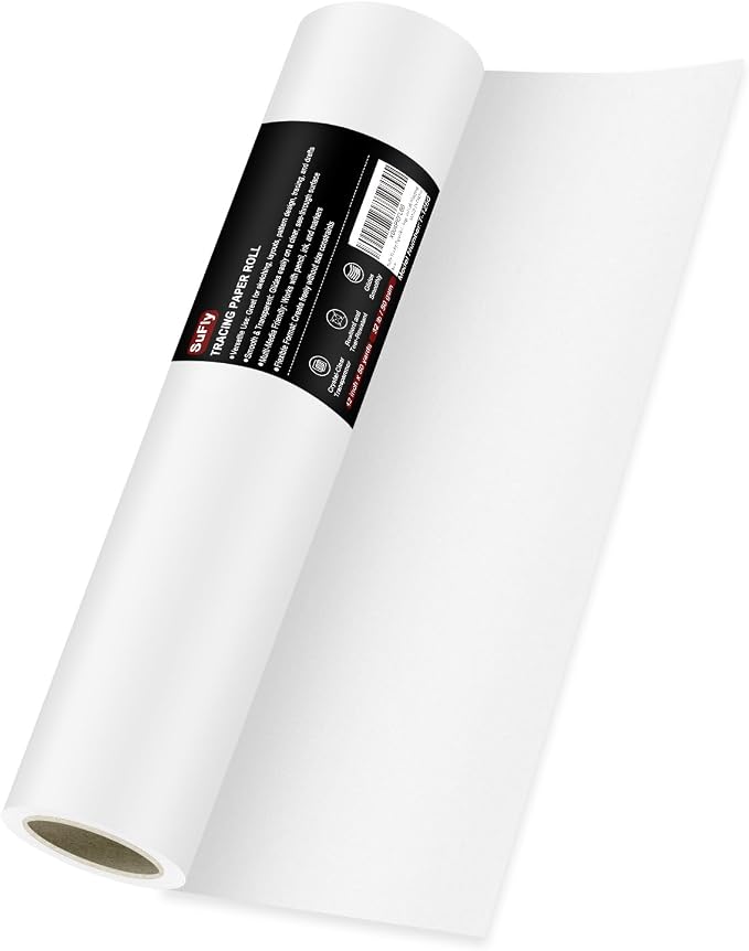 SuFly Tracing Paper Roll, 12 Inch x 50 Yards Trace Paper Roll, 32 lb White Art by SuFly