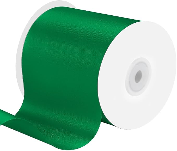 4 Inches x 25 Yards Polyester Satin Ribbon, Solid Color White Satin Ribbon by KMERLIFE