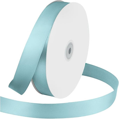 1 Inches x 100 Yards Polyester Satin Ribbon, Solid Color Baby Blue Satin Ribbon by KMERLIFE