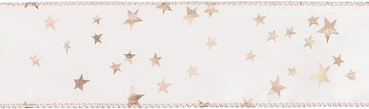 MEEDEE Rose Gold Star Satin Wired Ribbon - Image 8