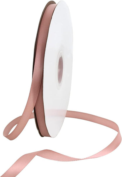 TONIFUL 3/8 in x 100yds Rose Gold Satin Ribbon Thin Solid Fabric Ribbons Roll by TONIFUL