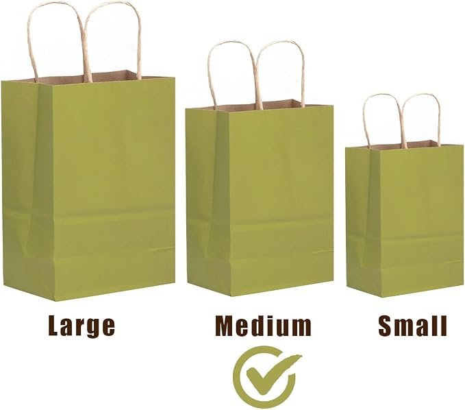 qiqee 32-Packs Forest Green Paper Gift Bags - Image 2