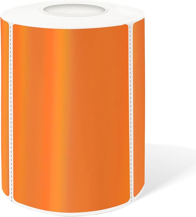 2" x 3" Holographic Thermal Label Stickers Orange, Printable Rainbow Glitter by Yeachlaing