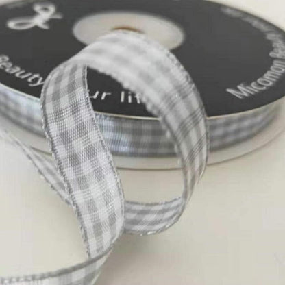 Gray Gingham Plaid Checked Ribbon 25 Yards Each Roll 100% Polyester - Image 4