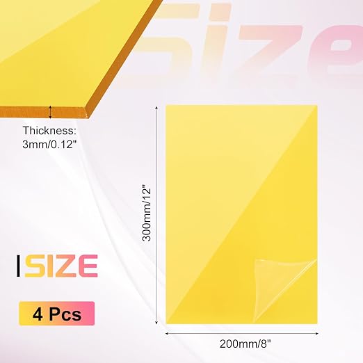 uxcell 4Pcs Acrylic Sheets 12x8 Inch Acrylic Panel 1/8 Inch-3mm Plastic Board - Image 2