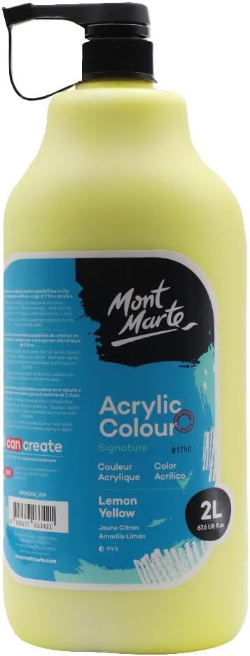 Mont Marte Discovery School Acrylic, Lemon Yellow, 1/2 Gallon. Ideal by MontMarte