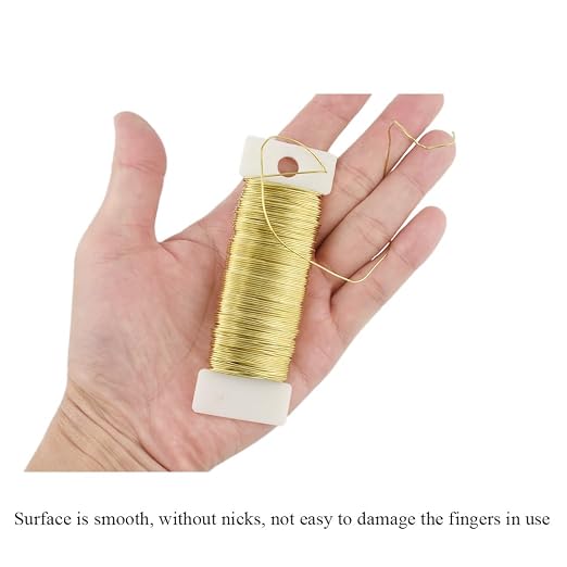 HAHIYO 22Gauge Golden 3Roll Total 115Yards Metal Floral Wire Flexible Paddle - Image 4