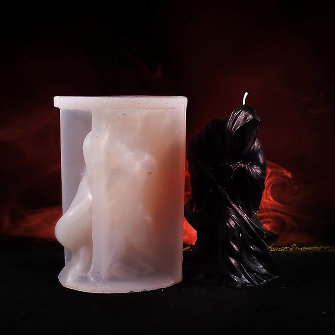 6 Inch Shadow Man Candle Mold Skull Head Candle Mold Skull Candle Making Molds by ESEDAGESiliconeMold