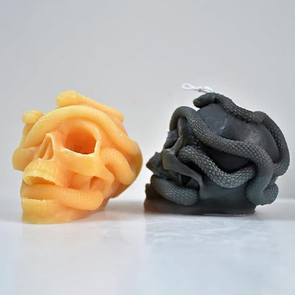Halloween Snake Winding Skull Candle Silicone Mold, DIY 3.7 Inch Ghost Skull - Image 4