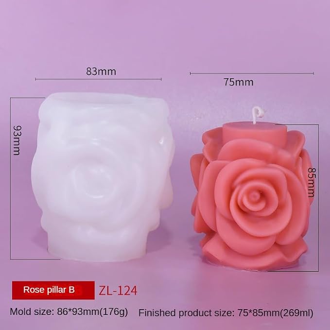 Rose Pillar Candle Silicone Mold Handmade Valentine's Day Mother's Day Flower - Image 5