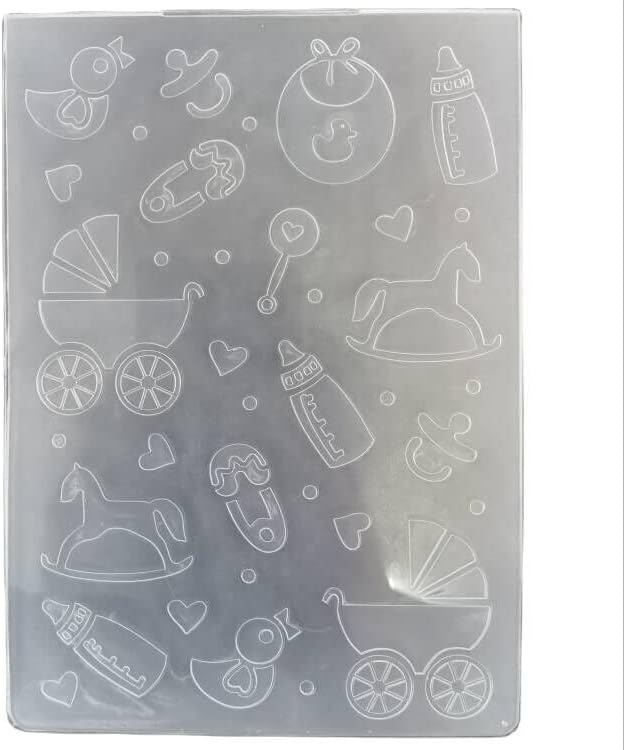 NZJ Baby Footprint Trolley Happy Birthday Shower Plastic Embossing Folders by NZJ
