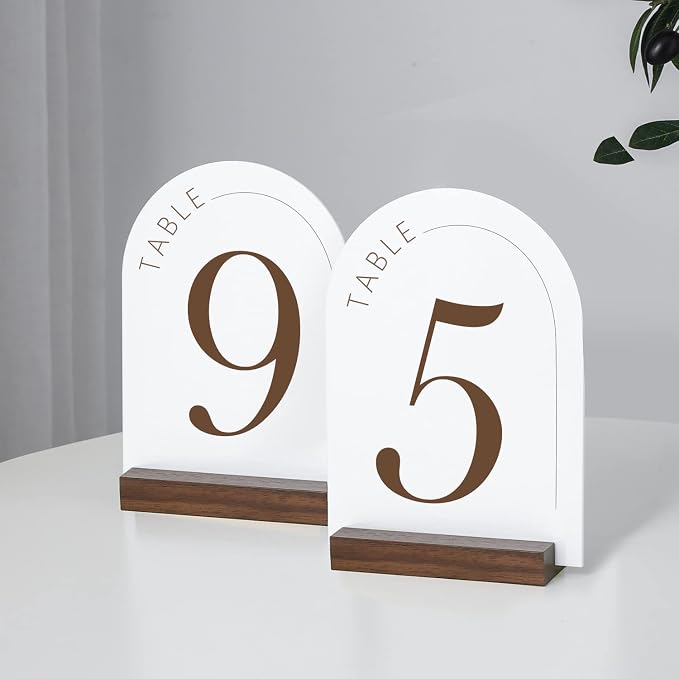 UNIQOOO 20 Pack 4'' Rustic Wood Acrylic Sign Holders | Table Numbers Display - Image 2