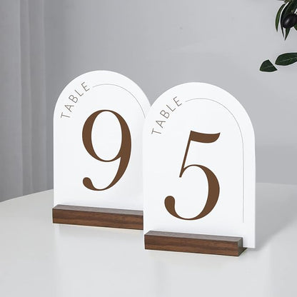 UNIQOOO 20 Pack 4'' Rustic Wood Acrylic Sign Holders | Table Numbers Display - Image 2