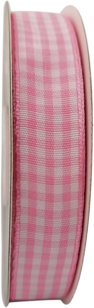 Pink Gingham Plaid Checked Ribbon 25 Yards Each Roll 100% Polyester - Image 4