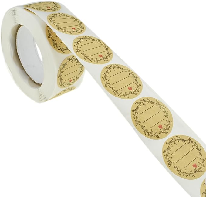 HAHIYO 1Inch 500Pcs Natural Brown Kraft Label Sticker Roll by HAHIYO
