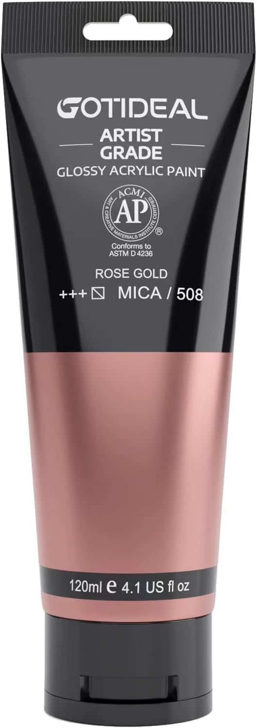 GOTIDEAL Acrylic Paint Metallic Rose Gold Non Toxic Non Fading, Rich Pigments by GOTIDEAL