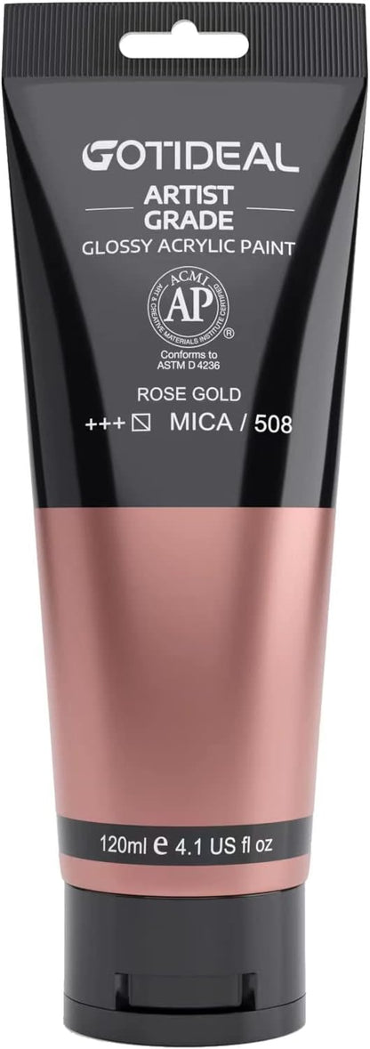 GOTIDEAL Acrylic Paint Metallic Rose Gold Non Toxic Non Fading, Rich Pigments by GOTIDEAL