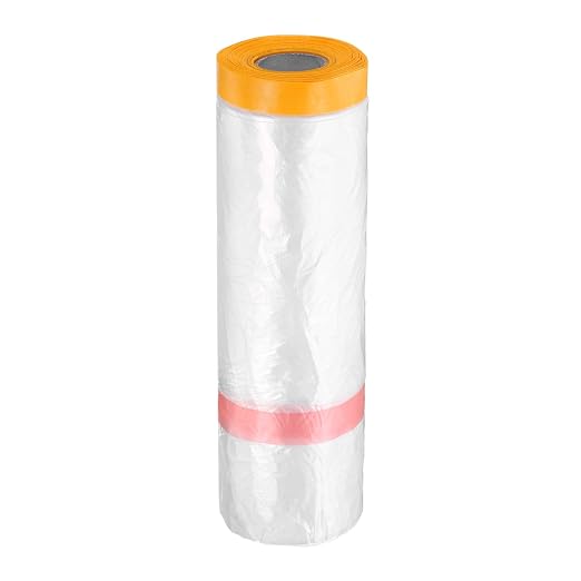 HARFINGTON Pre-Taped Masking Film 126" x65.6ft Double Adhesive Tape and Drape by HARFINGTON
