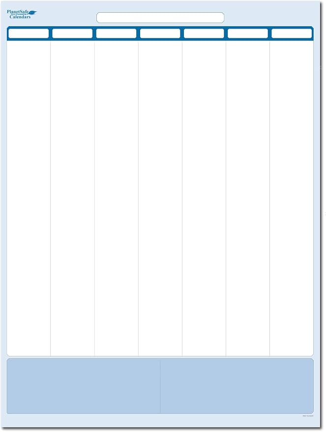 Sky Blue 7-Column Task, Goals & Objective Wall Vertical Organizer 24" x 19". by PlanetSafeCalendars