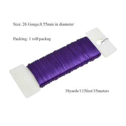 HAHIYO 26Gauge Purple Metal Floral Wire - Image 2