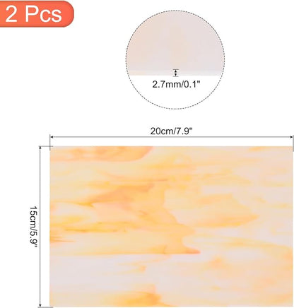 MECCANIXITY 2 Pcs Stained Glass Sheet Mosaic Tile 7.9 Inch x 5.9 Inch Champagne - Image 2