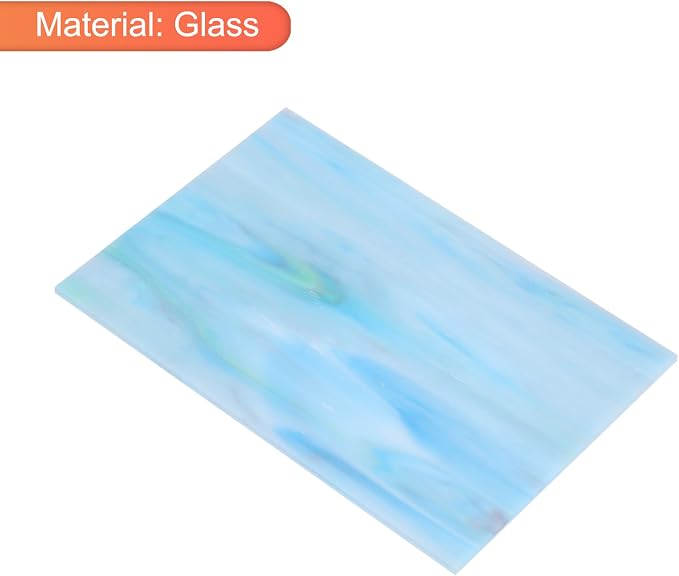 MECCANIXITY 2 Pcs Stained Glass Sheet Mosaic Tile 7.9 Inch x 5.9 Inch Teal - Image 3