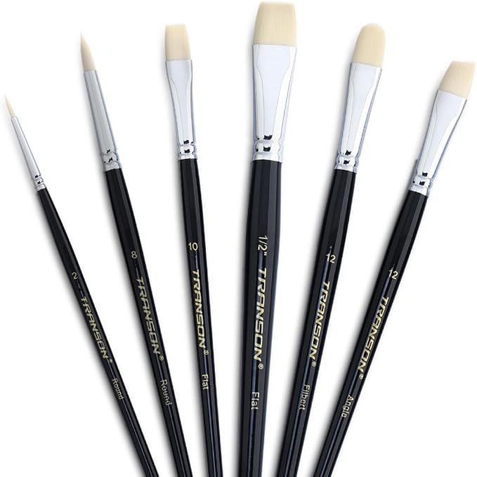 Transon Paint Brush Set 6pcs Art Painting Flexible Bristle by Transon