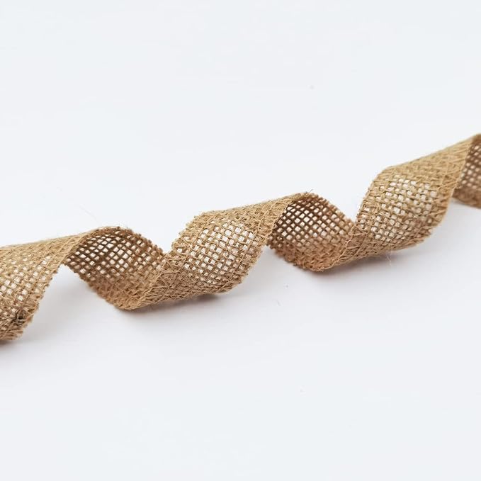 INSPIRELLE 1" Natural Burlap Fabric Roll 10 Yards Jute Ribbon - Image 3
