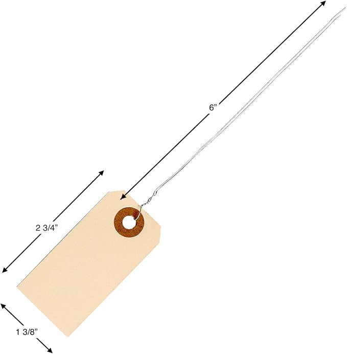 100 Manila Shipping Tags with Wire Attached #1-2 3/4” x 1 3/8” - Image 5