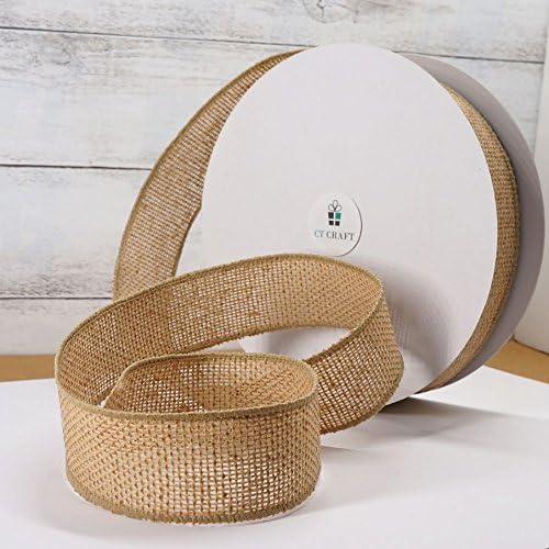 CT CRAFT LLC Burlap Fabric Wired Ribbon 1.5" x 20 Yards Natural Color - Image 5