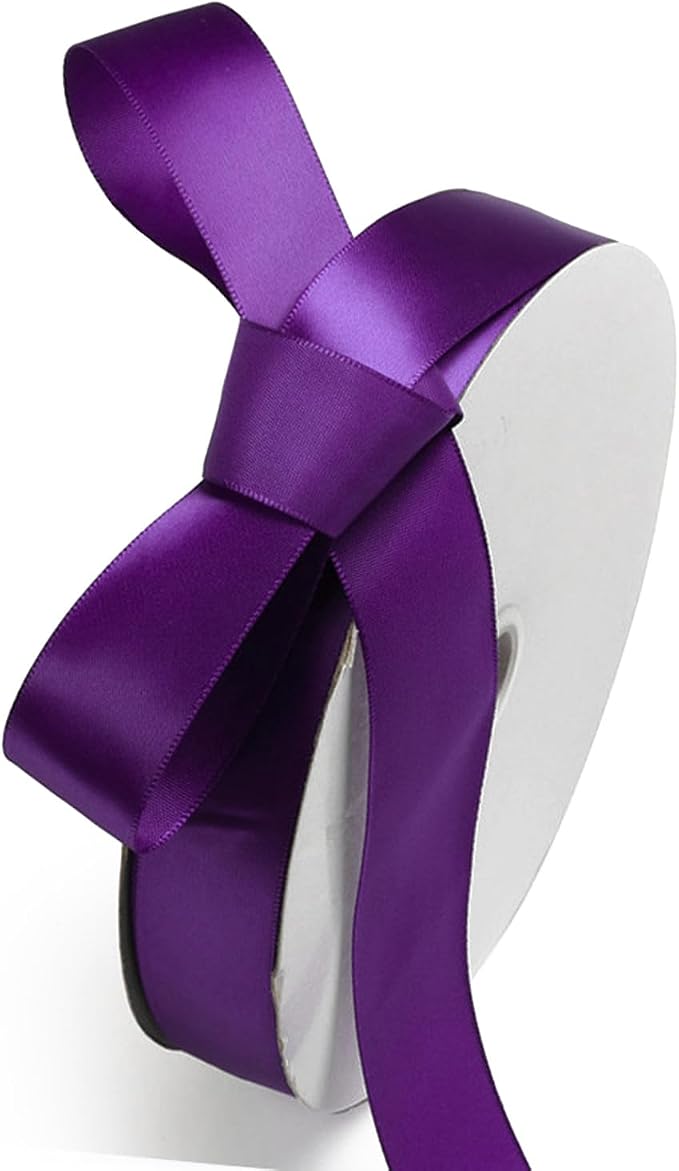 1" x 100 Yards Regal Purple Polyester Satin Ribbon Single Faced Bulk Fabric by Oakarbo