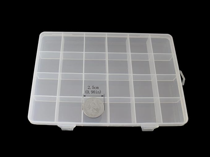 4packs Plastic Organizer Box 24 Grids Clear Storage Container Jewelry Box - Image 3