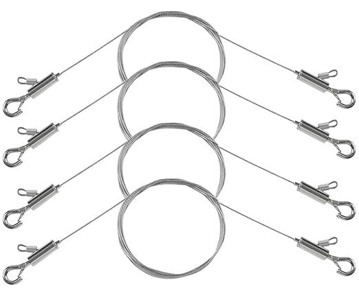 4PCS Adjustable Picture Hanging Wire 1.5m x 1mm Small Hooks, Picture Frame Wire by Stalishare