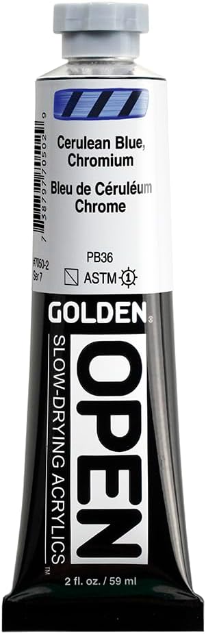 OPEN Slow-Drying Acrylics by GOLDEN, Cerulean Blue Chromium, 2 fl oz. tube by GoldenArtistColors