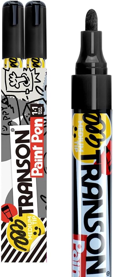 TRANSON 2 Black Permanent Paint Markers by Transon